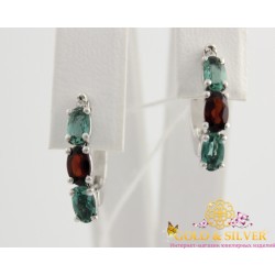 Серебряные женские серьги Донателла гранат, кварц 2981/9р